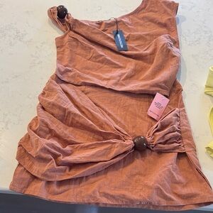 PrettyLittleThing Rust Mini Skirt with Knot Detail